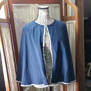 Navy Blue Dicken's Winter Carnival Women's S/M Cape with White Trim